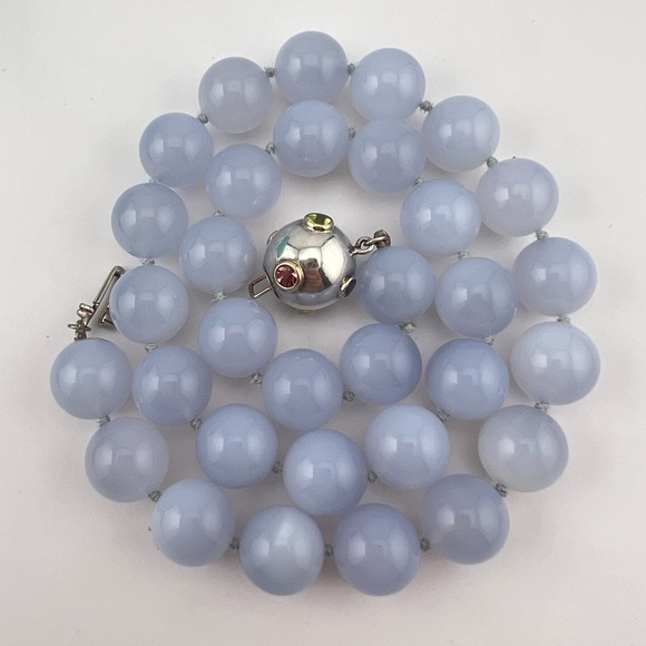 RARE Tiffany & Co. Etoile Blue Chalcedony Gemstone Necklace 18" - Picture 7 of 10